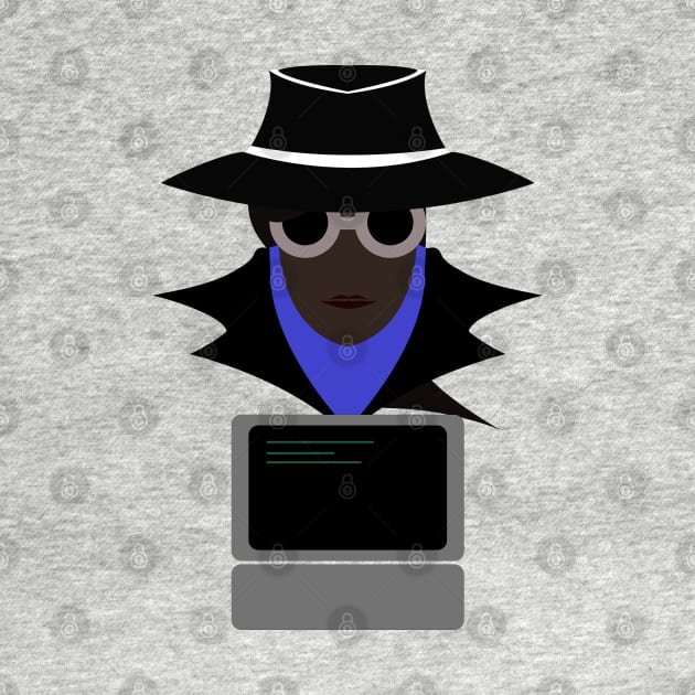 Lady Black (Afro W/Computer): A Cybersecurity Design by McNerdic